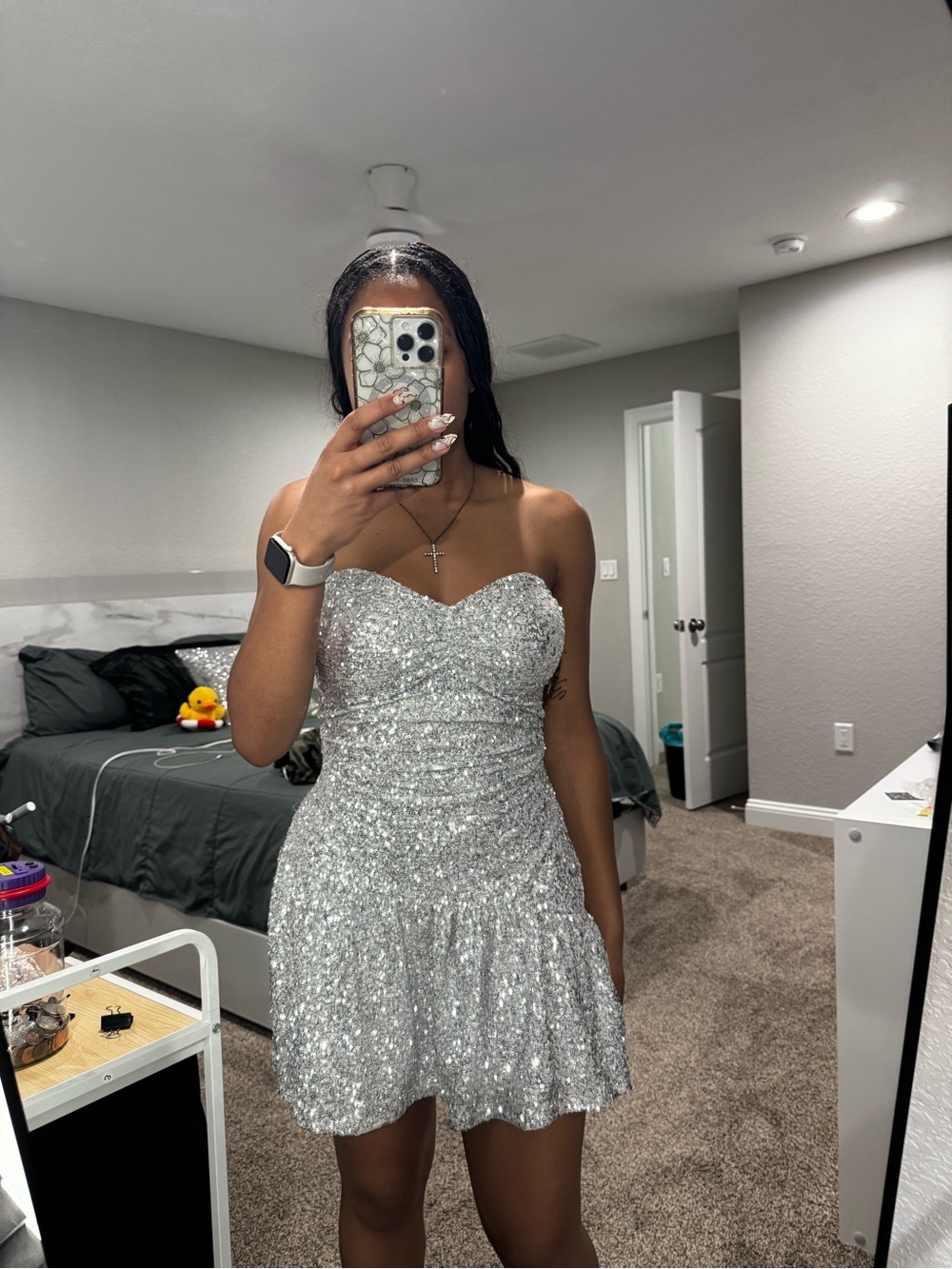 Nordstrom Rack / BP. silver sequin strapless dress